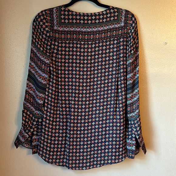 DEREK LAM 10 CROSBY 100% SILK FAUX WRAP TOP BLOUSE FLORAL BOHO SIZE 0 - Picture 3 of 10